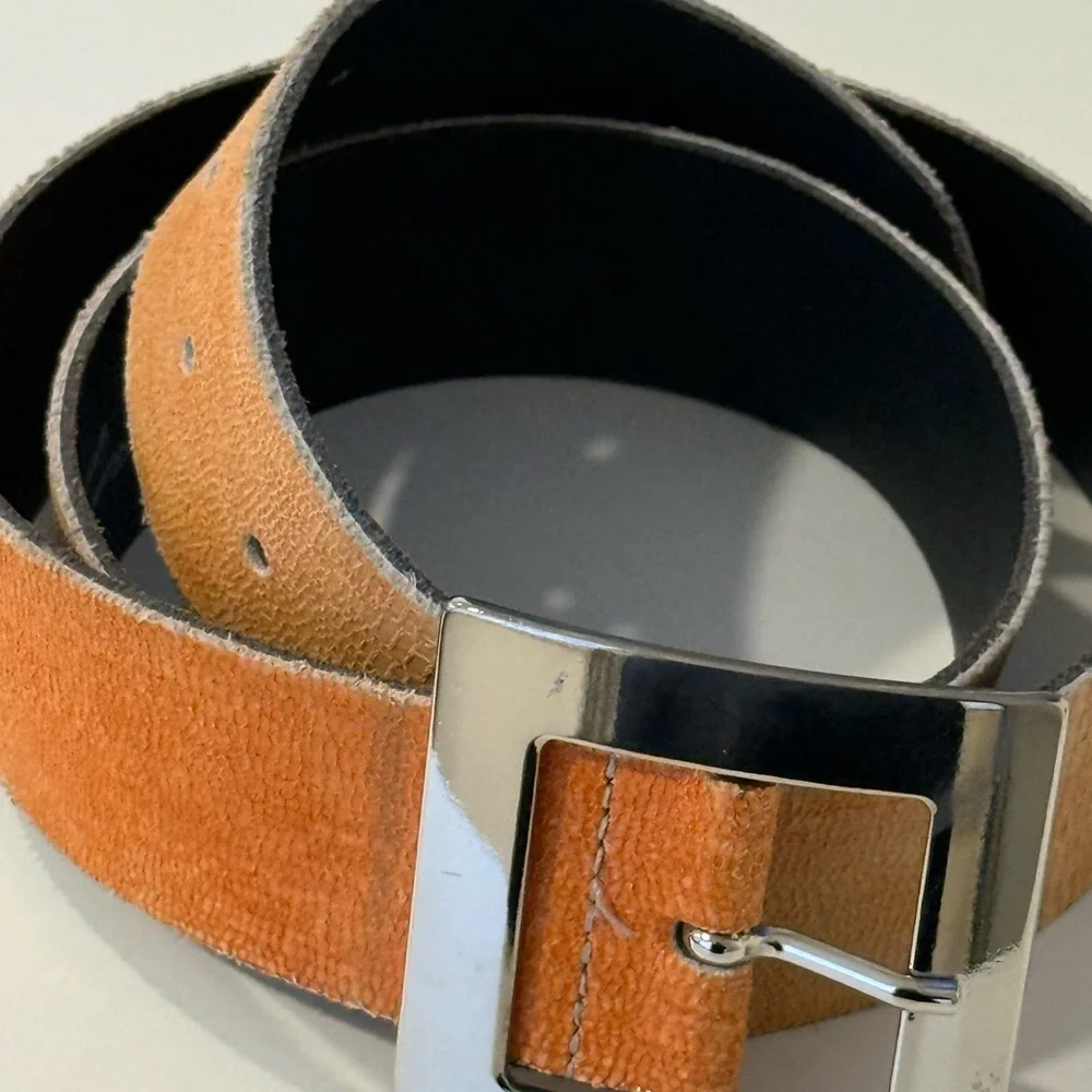 Guido Angeloni handmade vintage Y2K  Italian orange leather belt